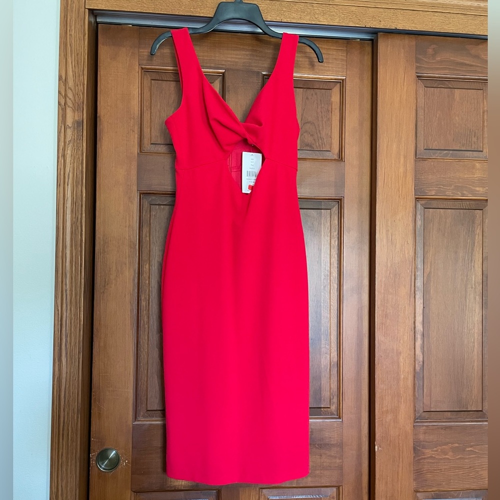 NWT Red midi dress with cutout. Size medium